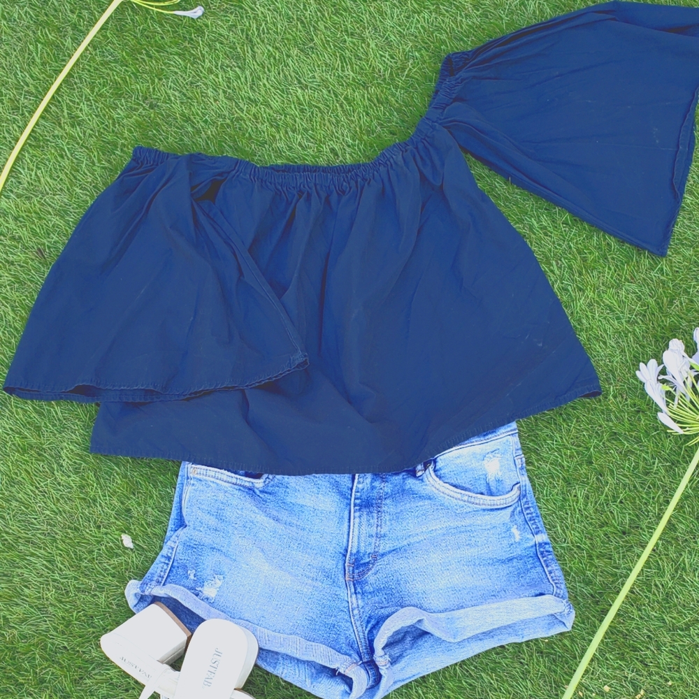 Off Shoulder Navy top